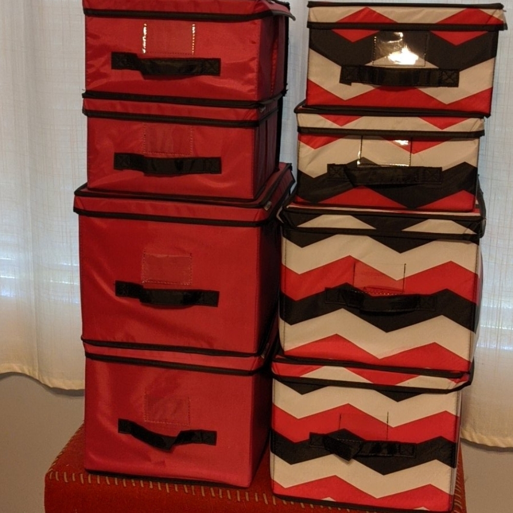 Set of FOUR (4) Chevron storage boxes.